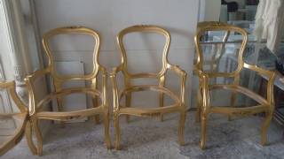 Altın Varak Cila Uygulaması Klasik Berjer Koltuk