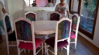 Country Cila Uygulaması Yemek Masası Ve Sandalyeler